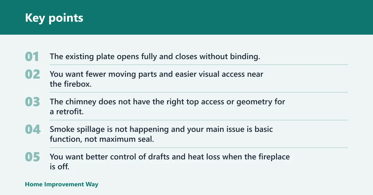 Key points: Choose Manual damper if… / Choose top-sealing damper if…