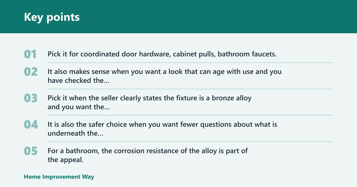 Key points: Choose Oil-rubbed bronze if… / Choose bronze if…