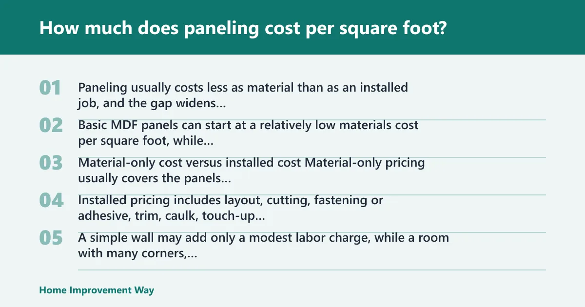 Steps: How much does paneling cost per square foot?