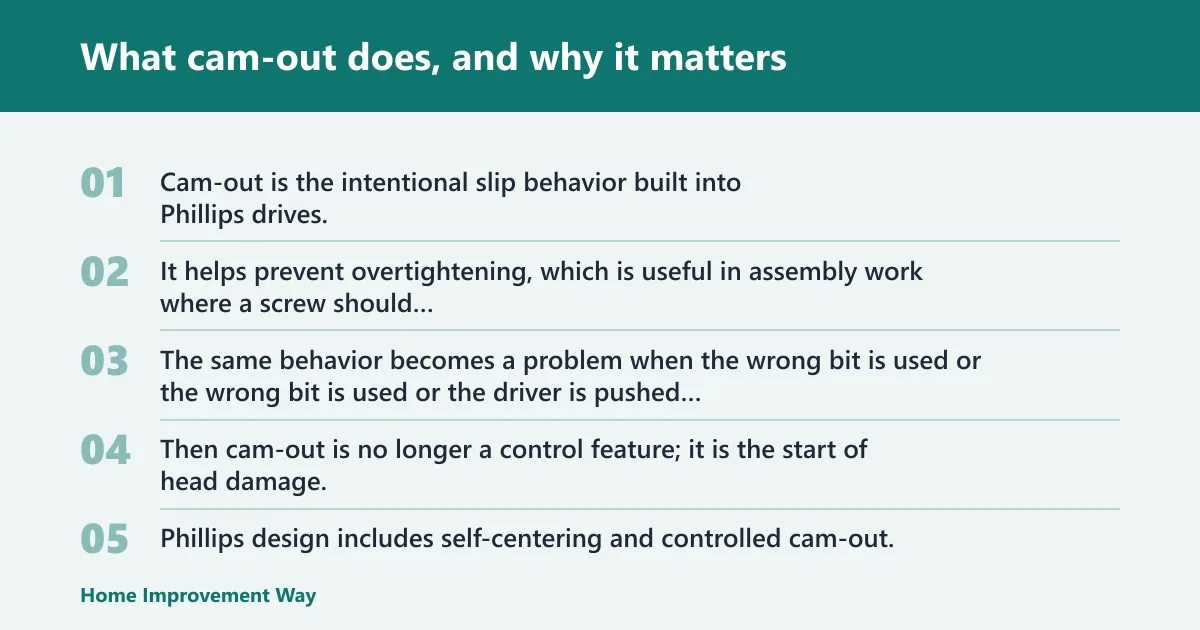 Steps: What cam-out does, and why it matters