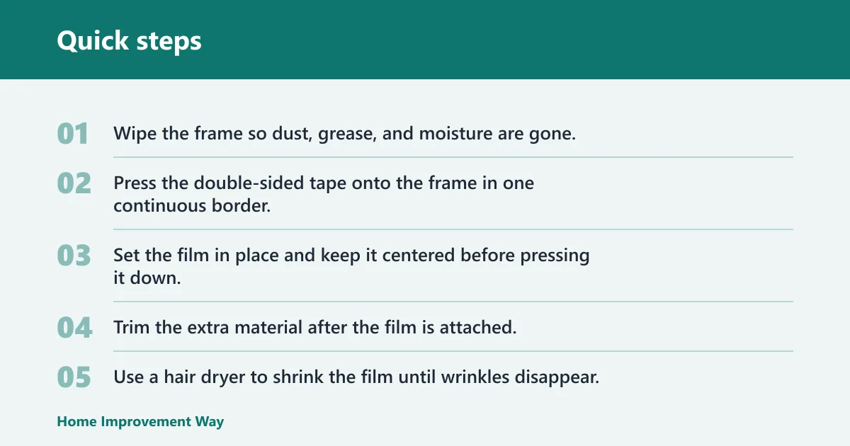 Quick steps: How do you install shrink film so it seals properly?