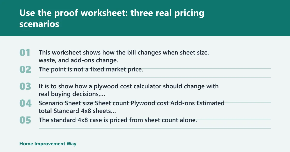 Steps: Use the proof worksheet: three real pricing scenarios
