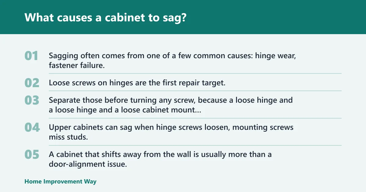Steps: What causes a cabinet to sag?