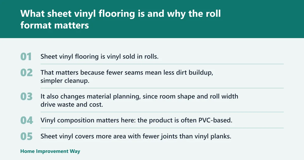 Steps: What sheet vinyl flooring is and why the roll format matters