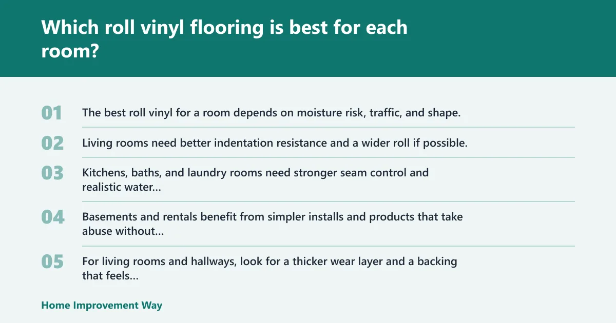 Steps: Which roll vinyl flooring is best for each room?