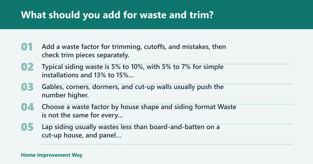 Steps: What should you add for waste and trim?