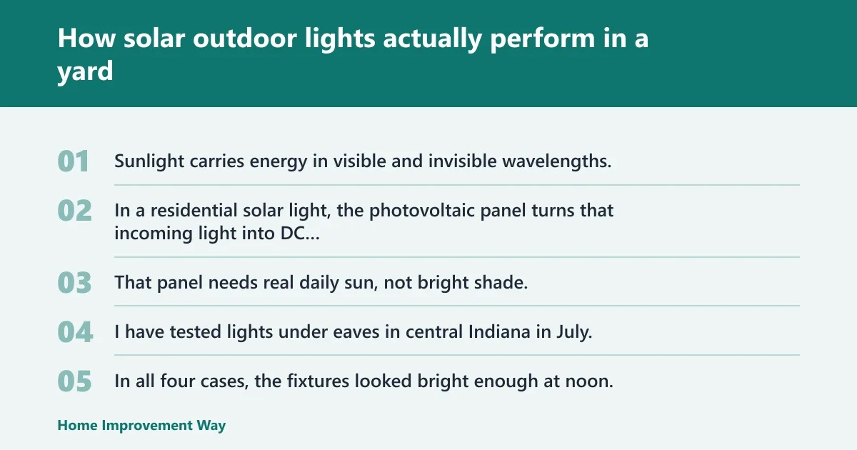 Steps: How solar outdoor lights actually perform in a yard