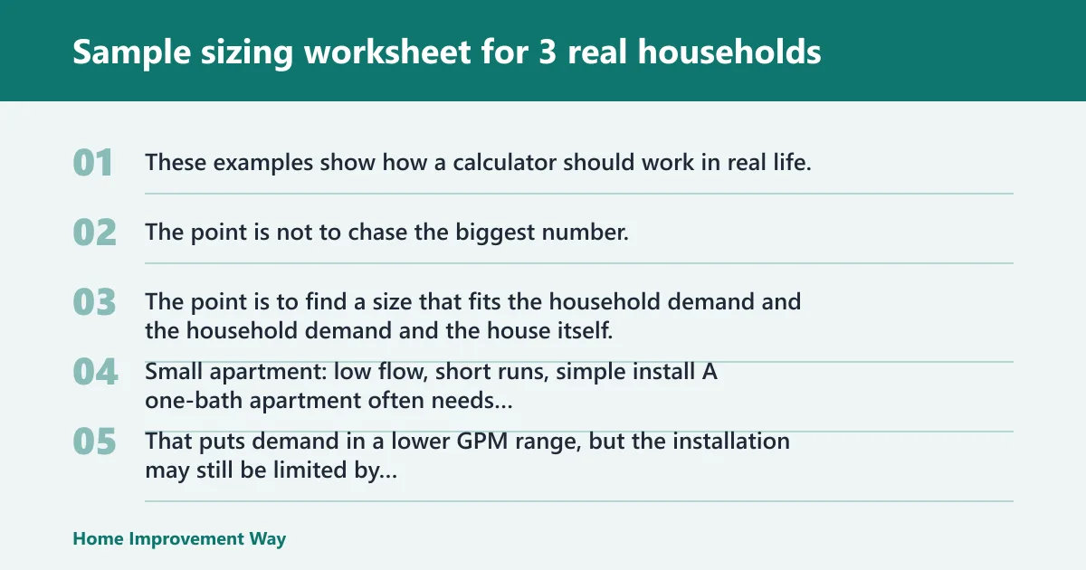 Steps: Sample sizing worksheet for 3 real households