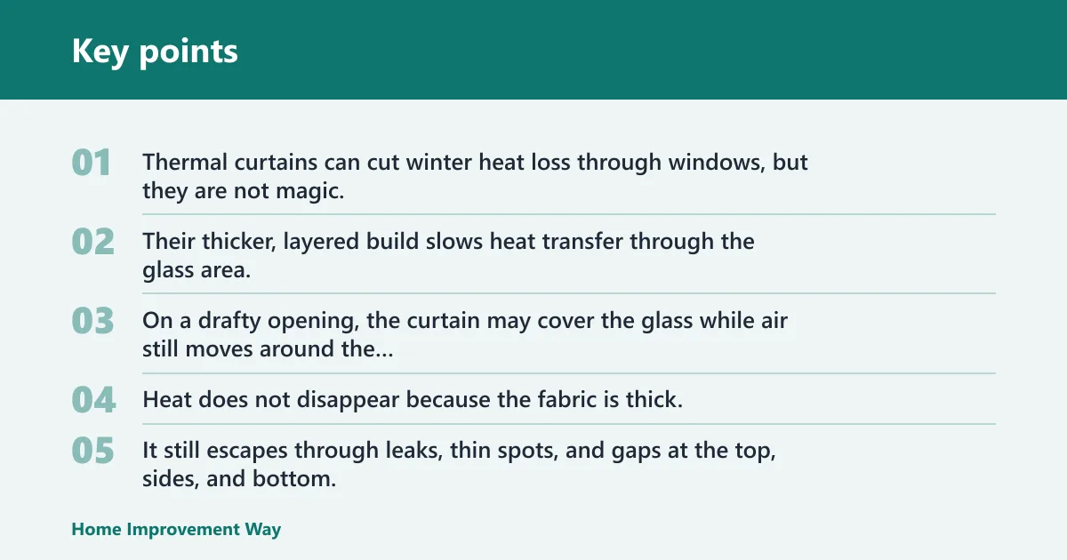 Key points: Thermal curtains really keep heat in
