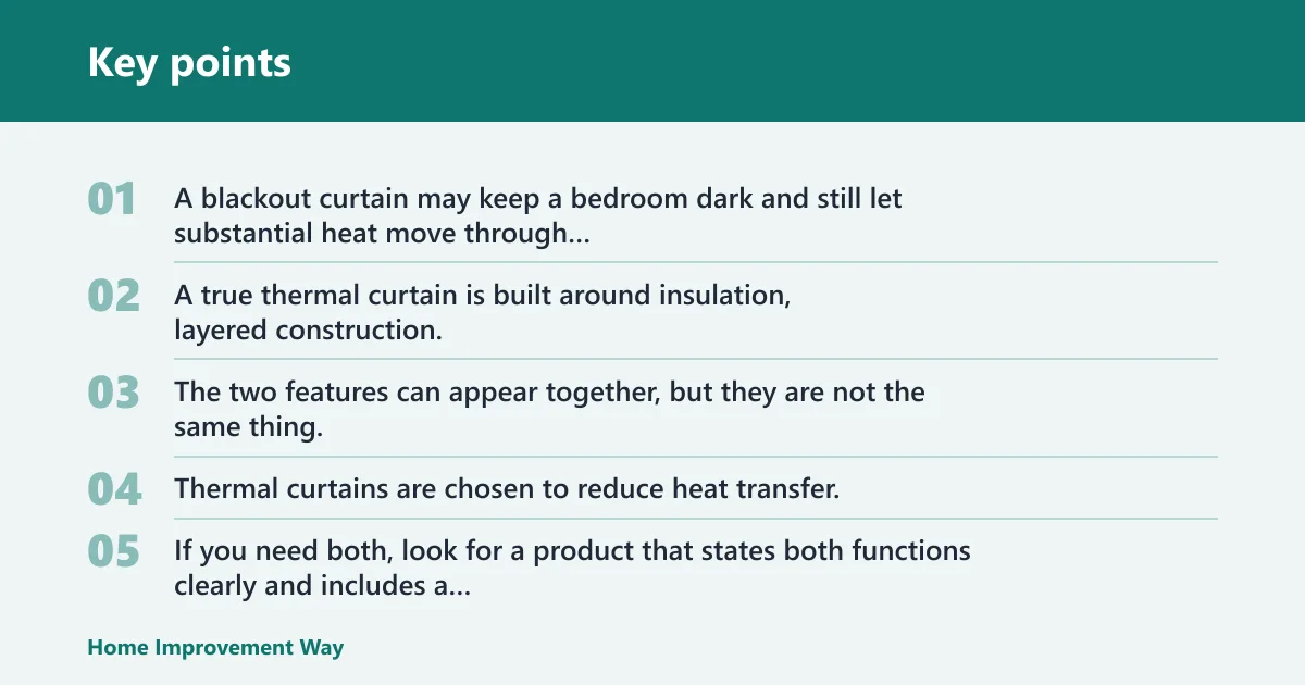 Key points: Do blackout curtains keep heat in or out?