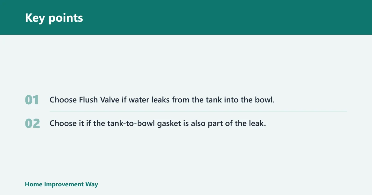 Key points: Choose Fill Valve if… / Choose Flush Valve if…