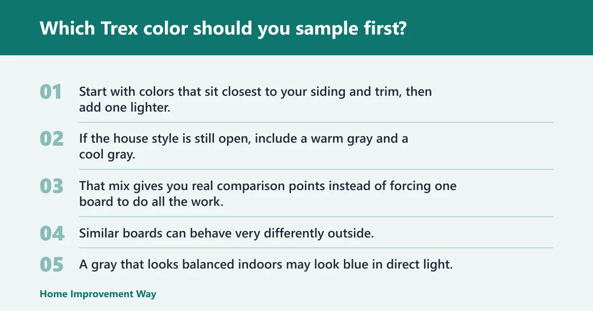 Steps: Which Trex color should you sample first?