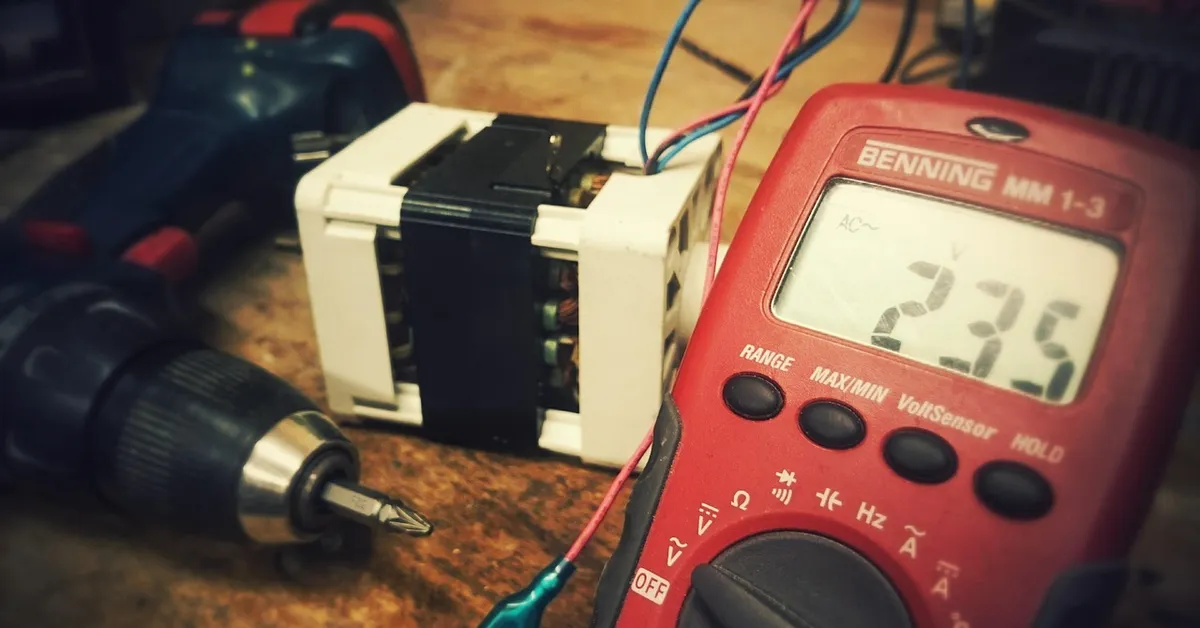 A digital multimeter used to test electrical circuits.