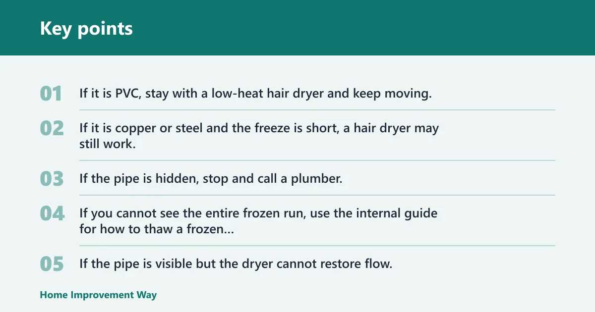 Key points: Frozen pipe checklist