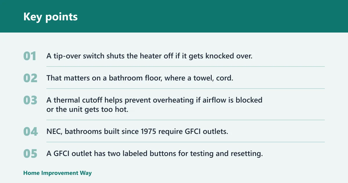 Key points: What makes a bathroom heater safer?