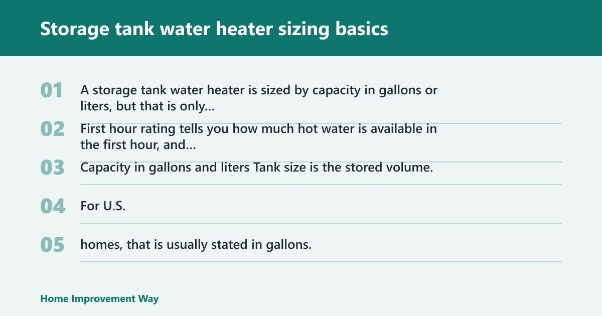 Steps: Storage tank water heater sizing basics