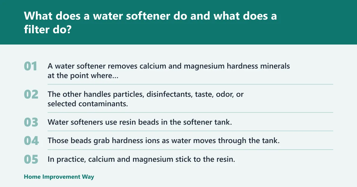 Steps: What does a water softener do and what does a filter do?