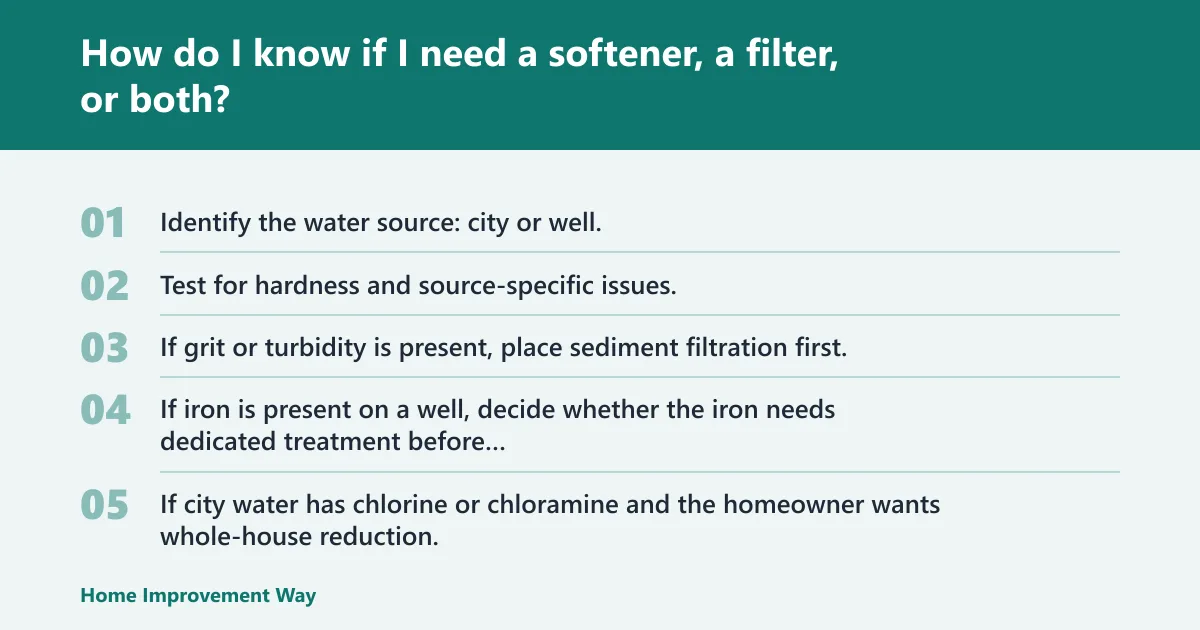 Steps: How do I know if I need a softener, a filter, or both?