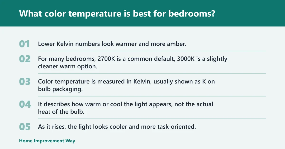 Steps: What color temperature is best for bedrooms?
