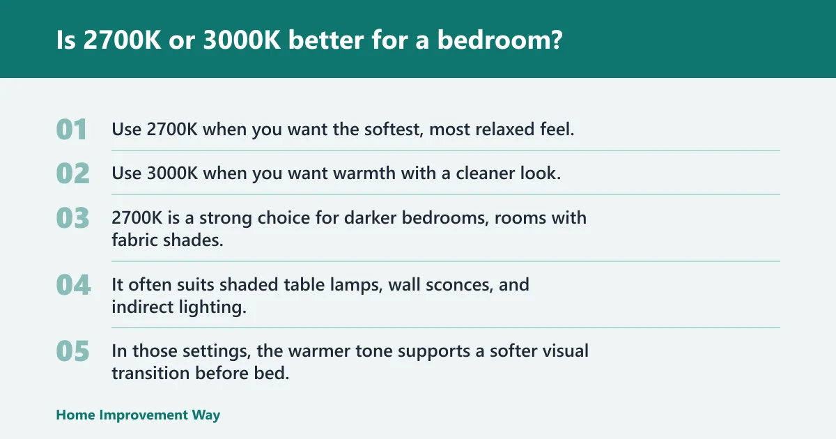 Steps: Is 2700K or 3000K better for a bedroom?