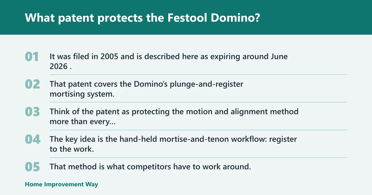 Steps: What patent protects the Festool Domino?