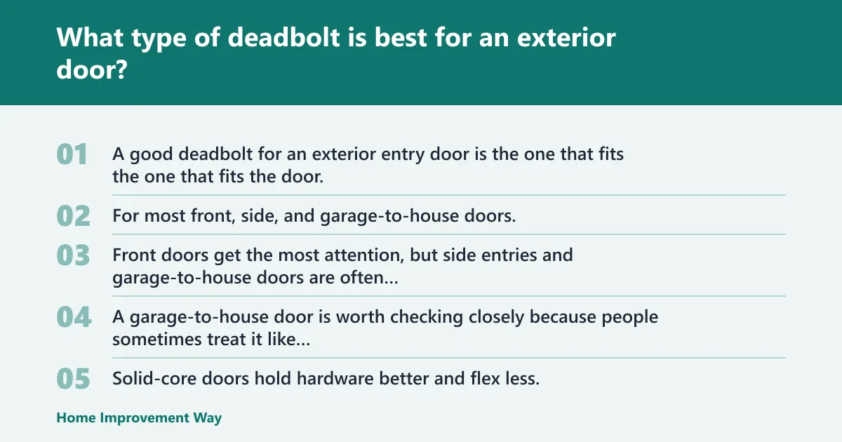 Steps: What type of deadbolt is best for an exterior door?