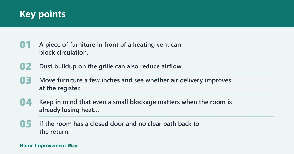 Key points: Blocked vents and weak airflow