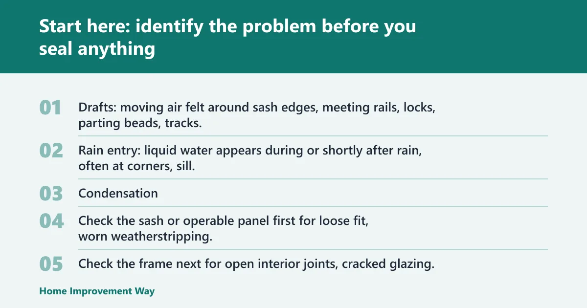 Steps: Start here: identify the problem before you seal anything