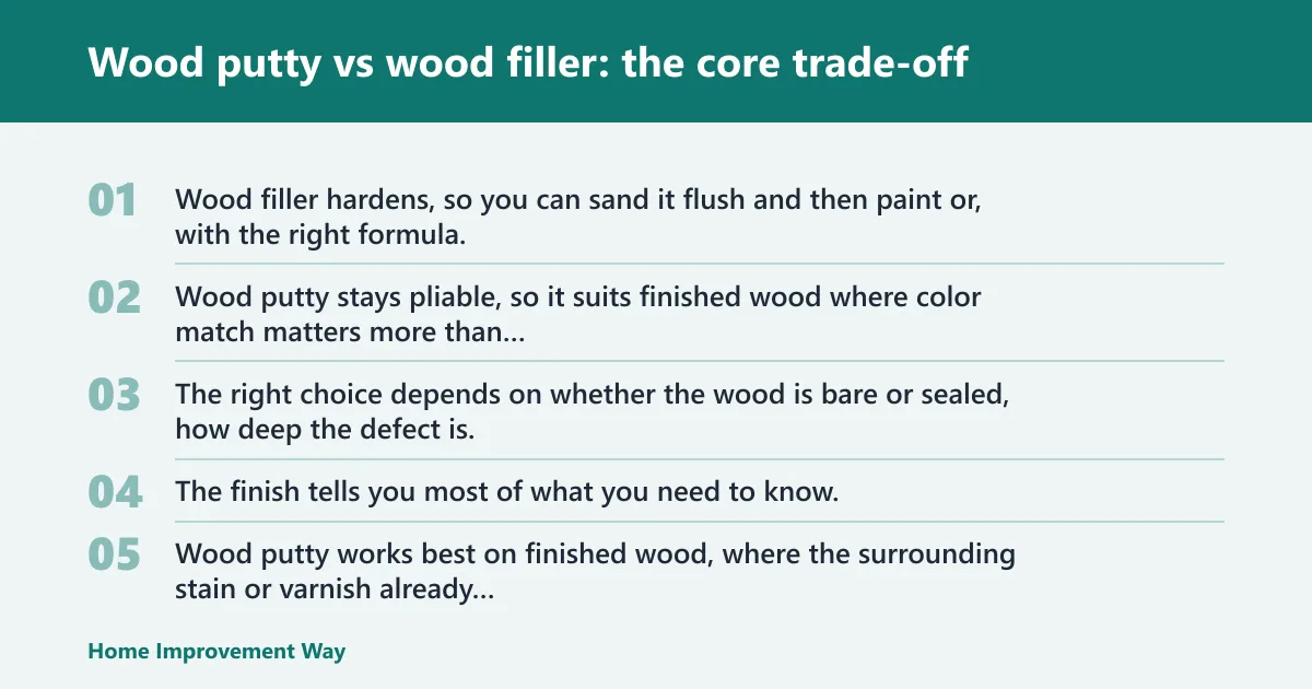 Steps: Wood putty vs wood filler: the core trade-off