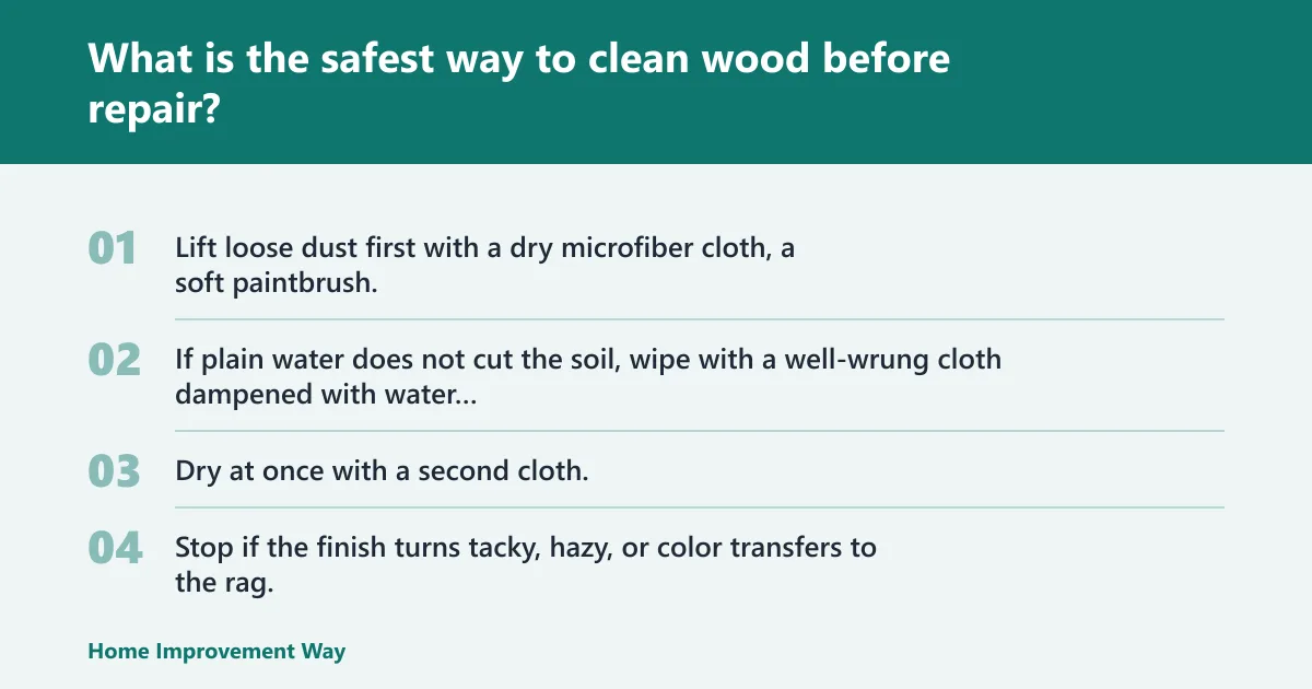 Steps: What is the safest way to clean wood before repair?